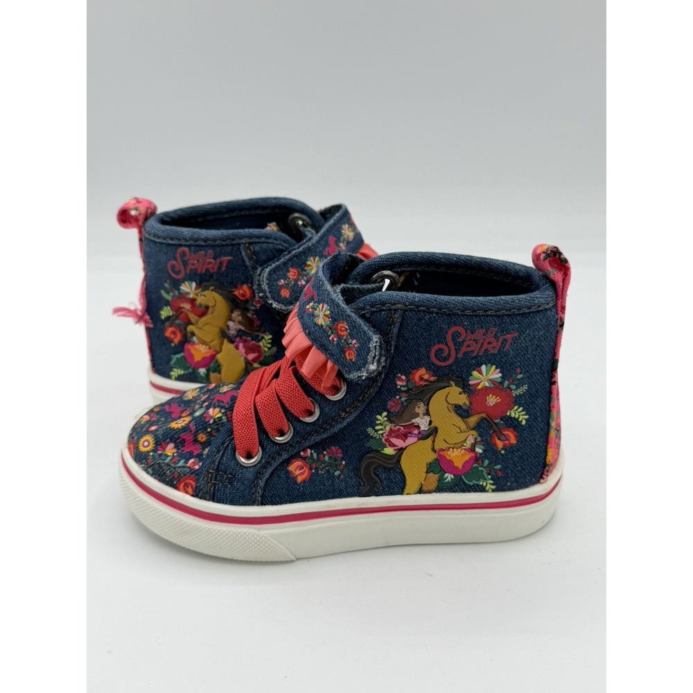 Dreamworks "Wild Spirit" Girls Denim Embroidered High Top Sneakers Size 7
